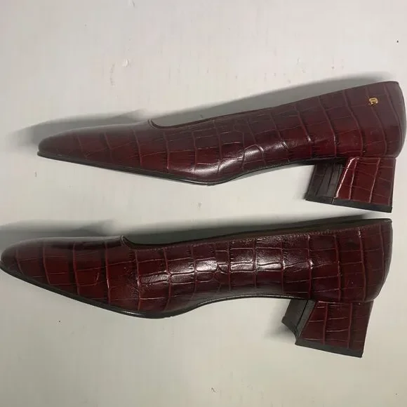 Etienne Aigner Astoria Red Gator Leather Pumps Size 9 Narrow - Picture 11 of 14